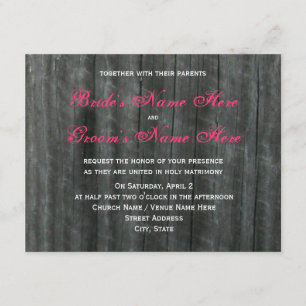 Barn Door and Hot Pink Roses Wedding Invitation