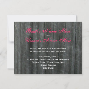 Barn Door and Hot Pink Roses Wedding Invitation