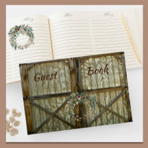 Barn Door and Rose Floral Guest Book