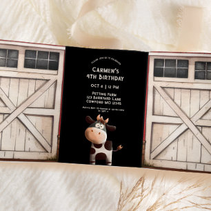 Barn Door Cow Farm Party Tri-Fold Invitation