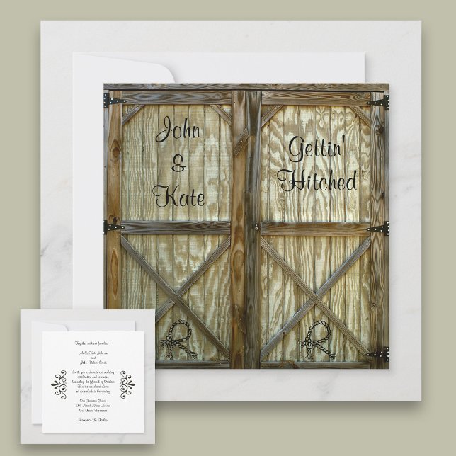 Barn Door Cowboy Western Wedding Invitation (Creator Uploaded)
