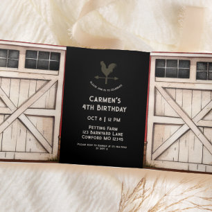 Barn Door Farm Party Tri-Fold Invitation