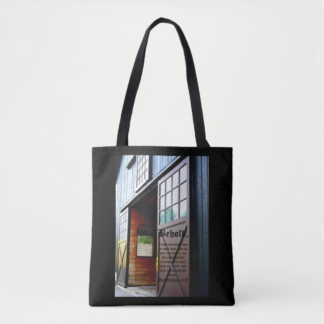 Barn Door Perspective, Revelation 3:8 Tote Bag (Front)