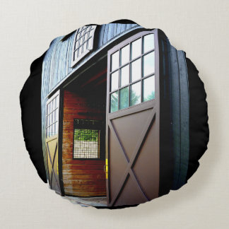 Barn Door Perspective Round Cushion