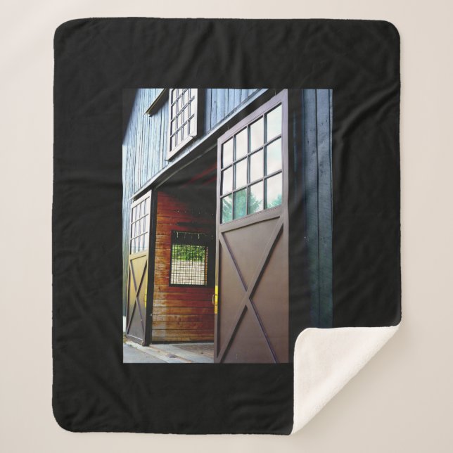 Barn Door Perspective Sherpa Blanket (Front)