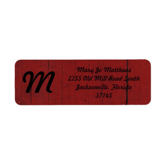 Barn Door Red Wood Background Return Address Label (Front)