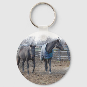 Barn Farm Horses Key Ring