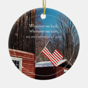 Barn Flag Patriotic Reminders All Around Ceramic Tree Decoration
