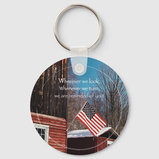 Barn Flag Patriotic Reminders All Around Key Ring (Front)