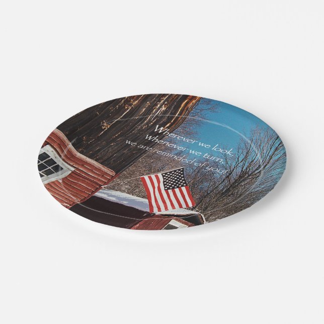 Barn Flag Patriotic Reminders All Around Paper Plate (Angled)