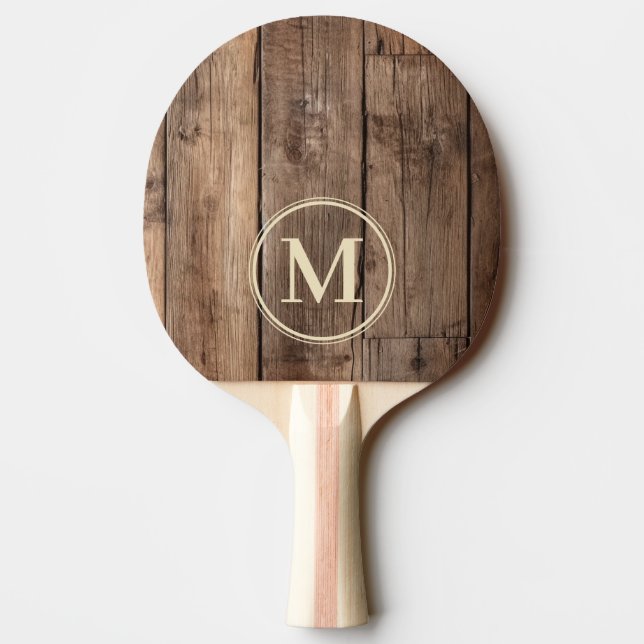 Barn Floor Boards Monogram Ping Pong Paddle (Back)