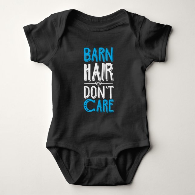 Barn Hair don't care Pony Horse Riding Girl Baby Bodysuit (Front)