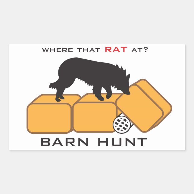 Barn Hunt Dog on Bales Rectangular Sticker (Front)
