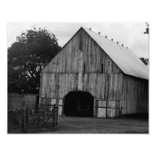 Barn in black and white photo print