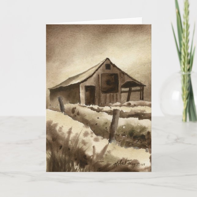 "Barn in Browns" Country Roads Greeting Card (Front)