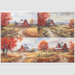 Barn in Fall Collage 2 Decoupage Paper