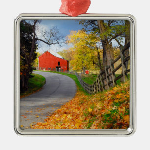 Barn in Fall Metal Tree Decoration
