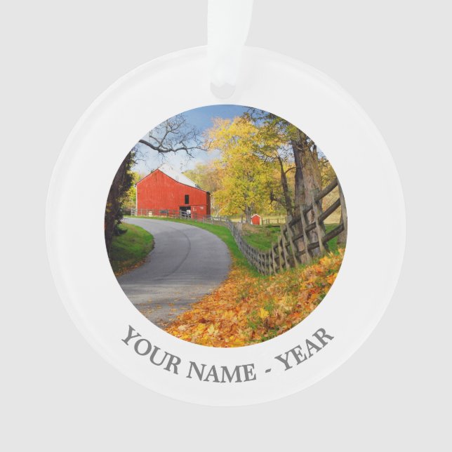 Barn in Fall Ornament (Front)