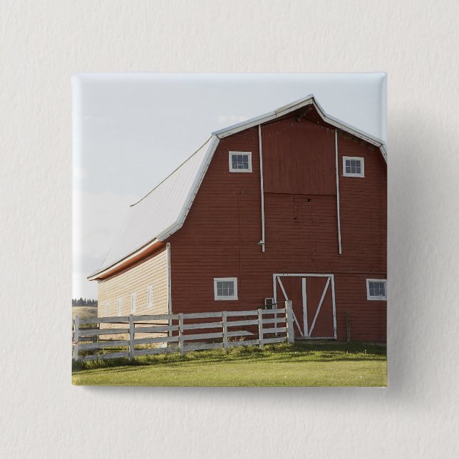 Barn in rural landscape 15 cm square badge (Front)