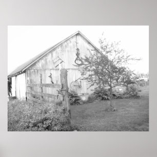 Barn in the Country/black and white photography Poster