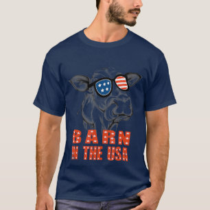 Barn In The USA - Funny Patriotic USA Flag Cow T-Shirt