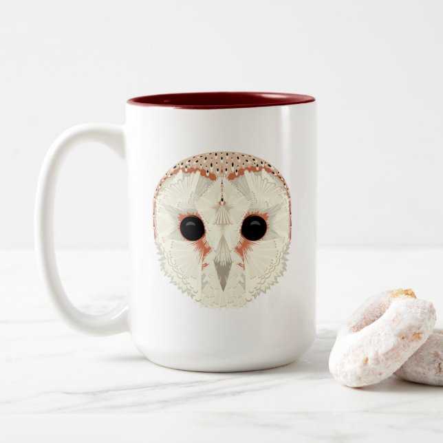 Barn Owl 15oz. Mug Dark Red (With Donut)