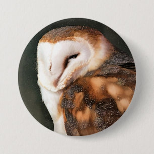 BARN OWL 7.5 CM ROUND BADGE