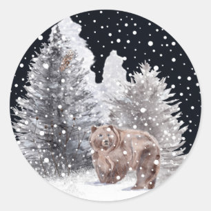 Barn Owl and Brown Bear  Classic Round Sticker