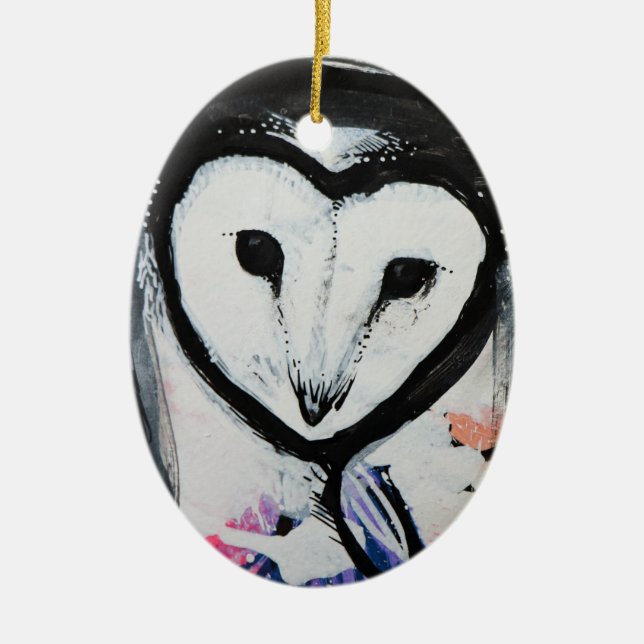 Barn Owl Art                                       Ceramic Ornament (Front)