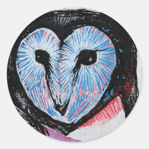 Barn Owl Art Classic Round Sticker
