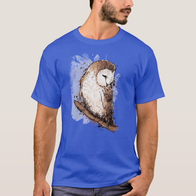 Barn Owl Autumn Ink retro retro T-Shirt (Front)