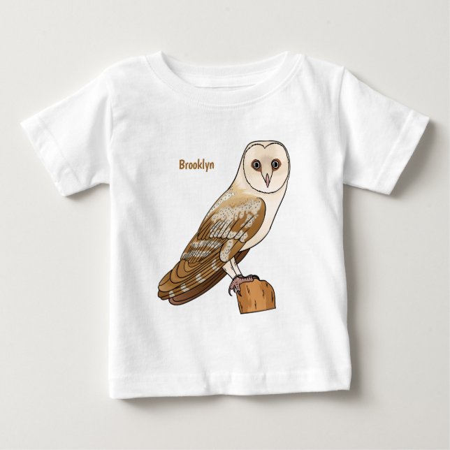Barn owl bird cartoon illustration   baby T-Shirt (Front)