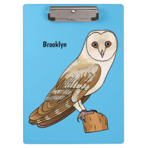 Barn owl bird cartoon illustration  clipboard