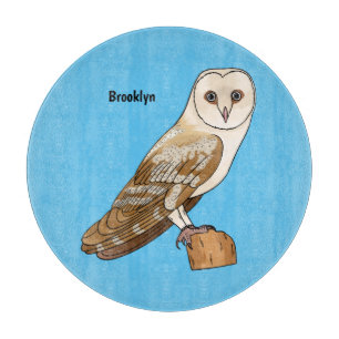 Barn owl bird cartoon illustration cutting board