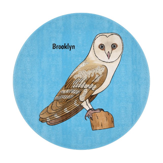 Barn owl bird cartoon illustration  cutting board (Front)