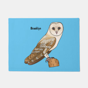 Barn owl bird cartoon illustration doormat