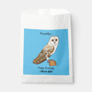 Barn owl bird cartoon illustration favour bag