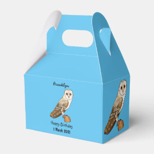 Barn owl bird cartoon illustration favour box