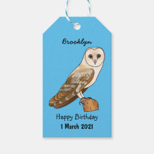 Barn owl bird cartoon illustration gift tags