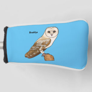 Barn owl bird cartoon illustration  golf head cover