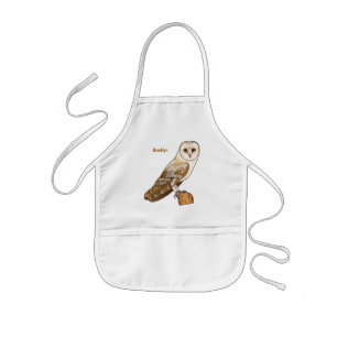 Barn owl bird cartoon illustration  kids apron