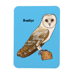 Barn owl bird cartoon illustration  magnet