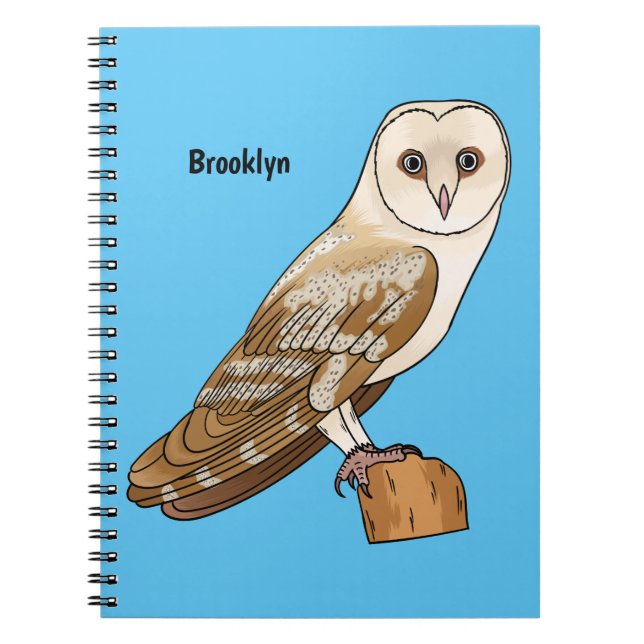 Barn owl bird cartoon illustration  notebook (Front)