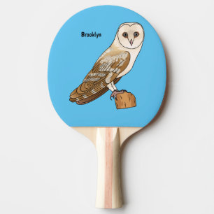 Barn owl bird cartoon illustration   ping pong paddle