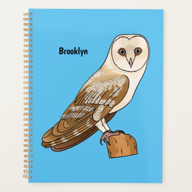 Barn owl bird cartoon illustration  planner (Front)