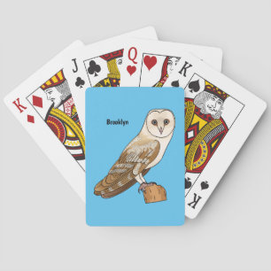 Barn owl bird cartoon illustration  playing cards