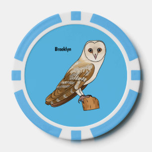 Barn owl bird cartoon illustration poker chips