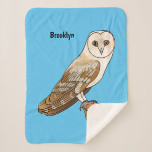 Barn owl bird cartoon illustration sherpa blanket