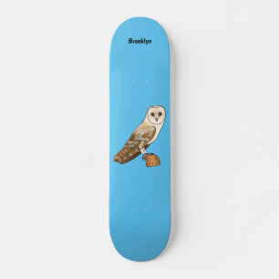 Barn owl bird cartoon illustration  skateboard