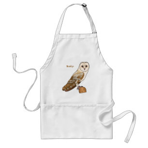 Barn owl bird cartoon illustration standard apron